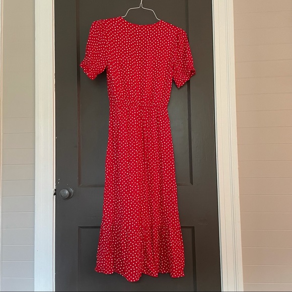 Zara Red Polka Dot Midi Dress - Picture 5 of 5